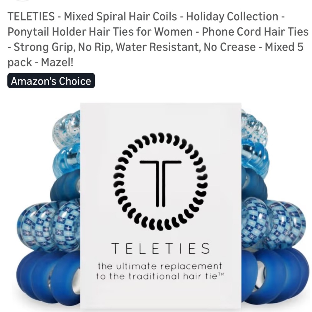 Teleties Mixed Spiral Hair Coils - Blue and White